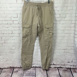 Adidas Pants Mens 30 Jogger Cargo Tapered Leg Pull On Drawstring Pocket Beige